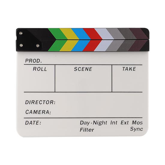 Clapper Board Colorful Acrylic White