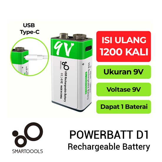 Smartoools Powerbatt Rechargeable Battery 9V