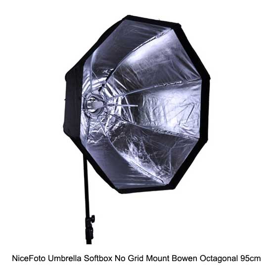 NiceFoto Umbrella Softbox No Grid Mount Bowen Octagonal 95cm - Image 2
