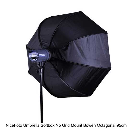 NiceFoto Umbrella Softbox No Grid Mount Bowen Octagonal 95cm - Image 6