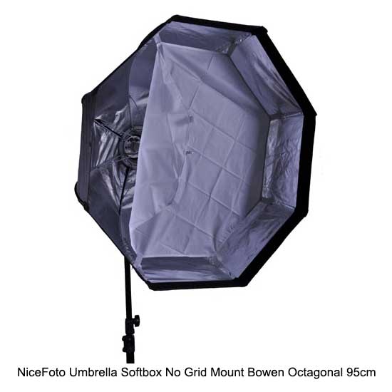 NiceFoto Umbrella Softbox No Grid Mount Bowen Octagonal 95cm - Image 5
