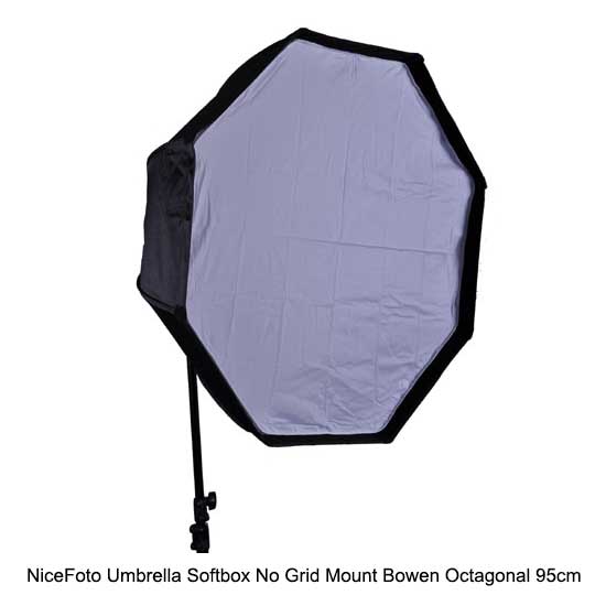 NiceFoto Umbrella Softbox No Grid Mount Bowen Octagonal 95cm - Image 4