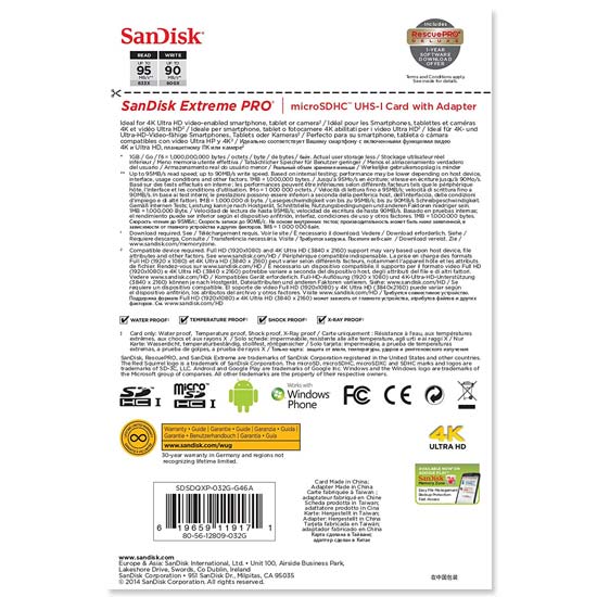 Sandisk Extreme Pro MicroSDHC 95Mbp/s - 64GB - Image 5
