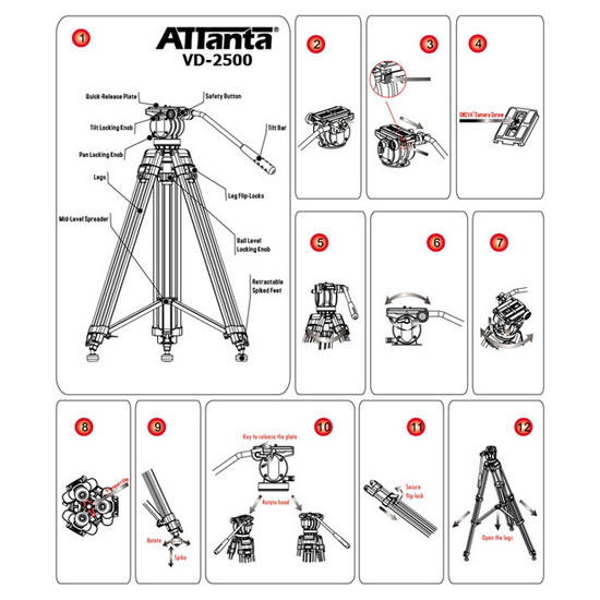 Tripod Video Attanta VD-2500 - Image 2