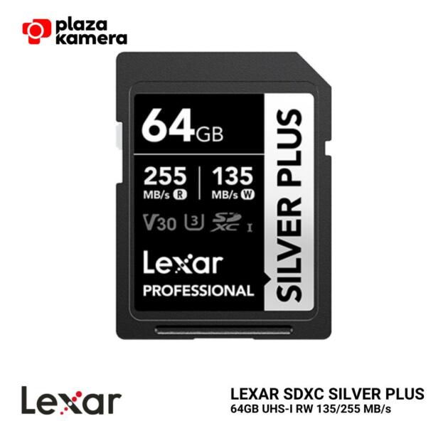 LEXAR SDXC SILVER PLUS 64GB UHS-I RW 135 255 MBs