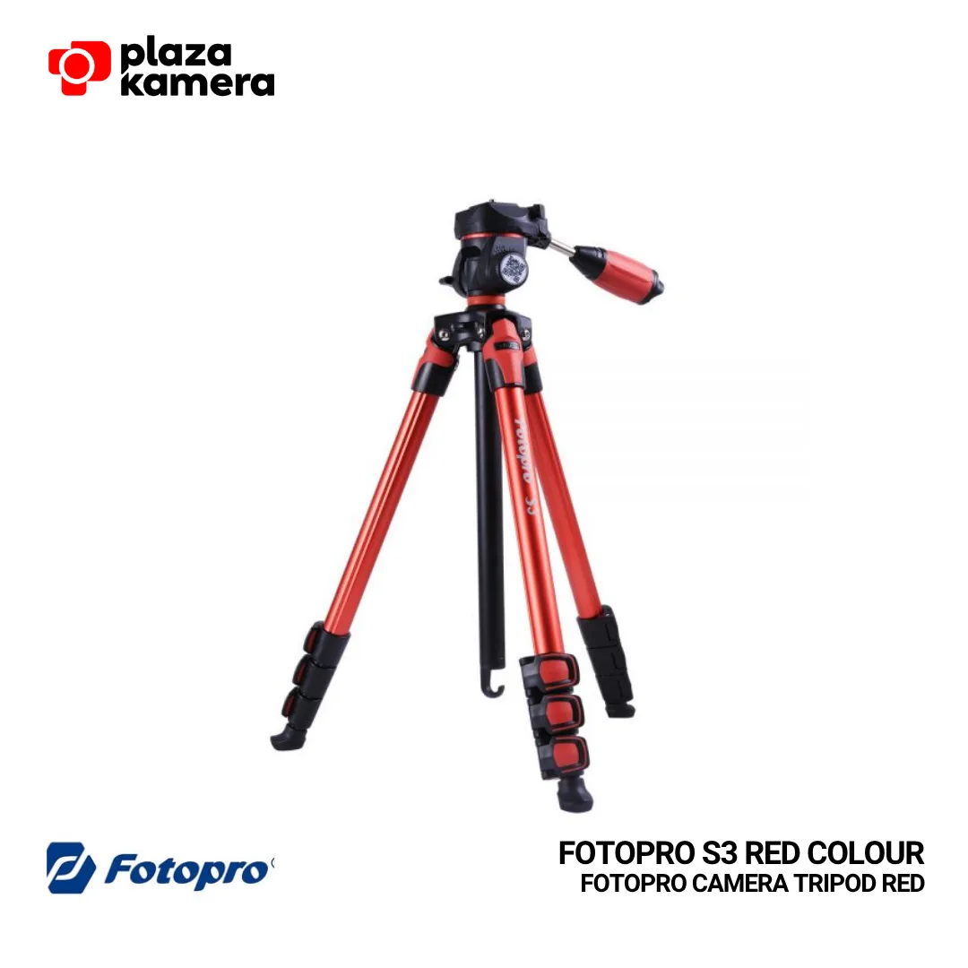 Fotopro S3 tripod aluminium warna hitam 4 section dual pan 360 derajat
