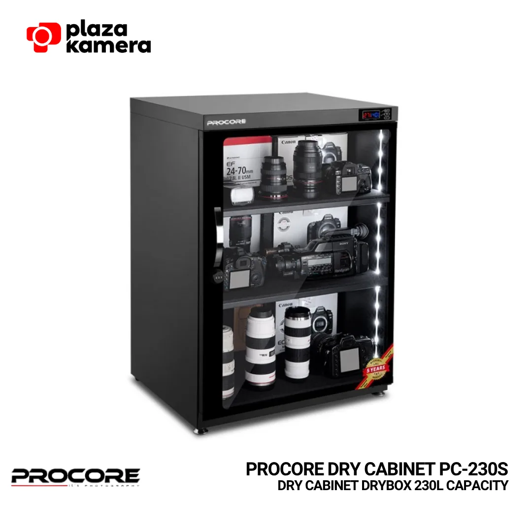 Procore PC-230S dry cabinet 230 liter warna hitam kabinet pengering kamera digital LED