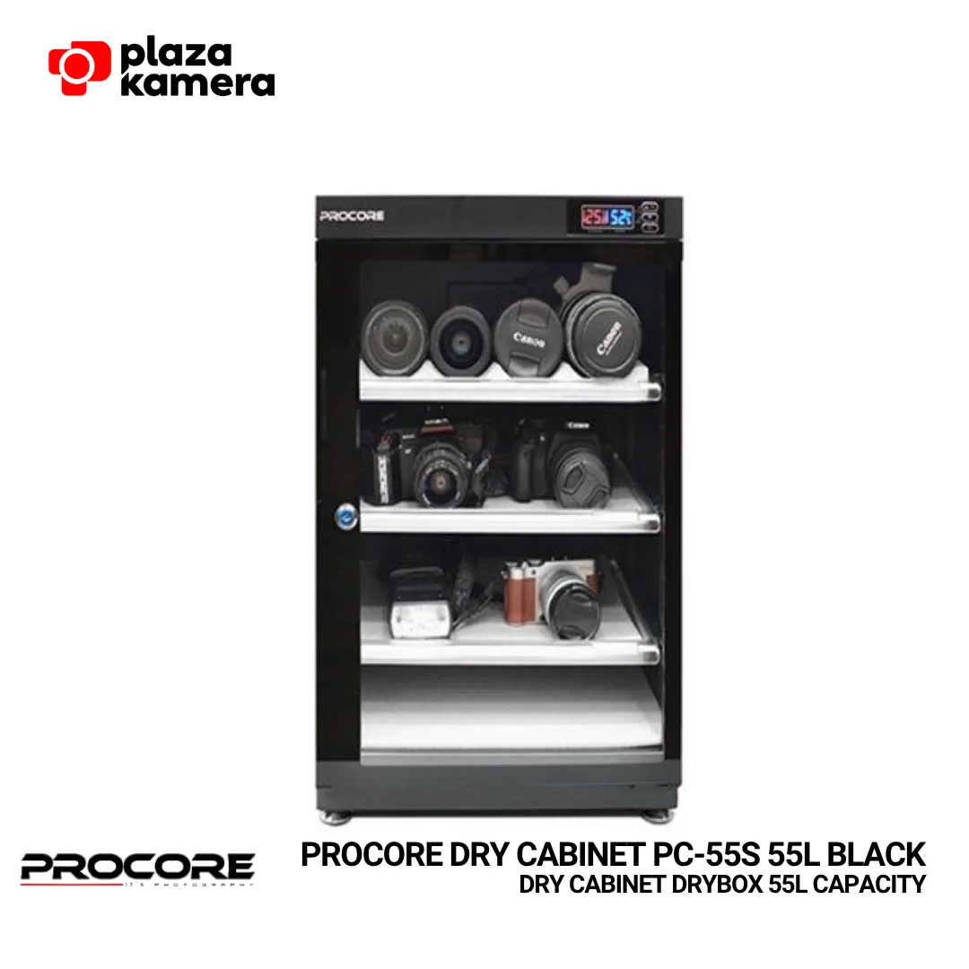 Procore PC-55S dry cabinet 55 liter hitam kabinet pengering kamera digital LED display
