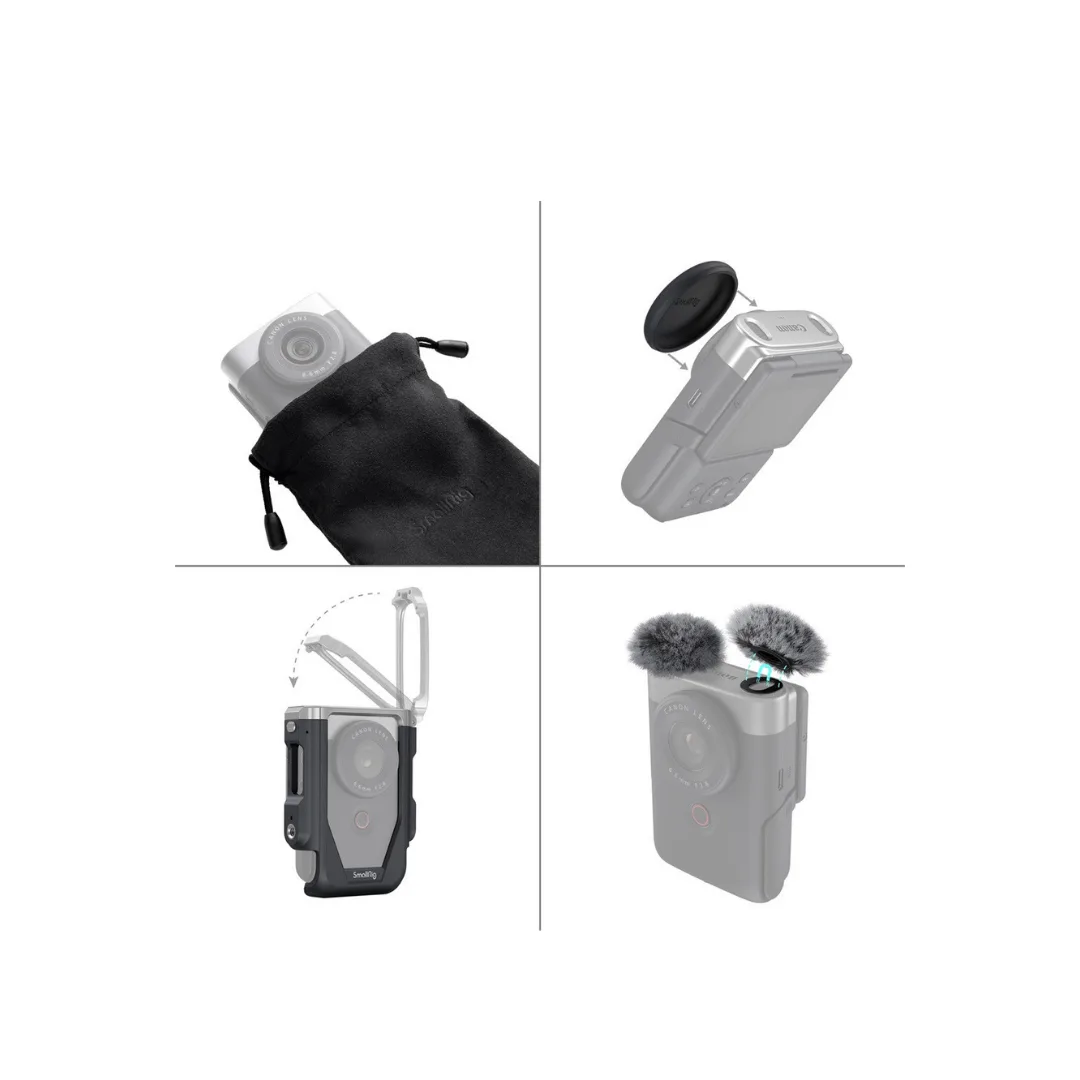 SmallRig 4235 Cage Kit for Canon PowerShot V10 – Windshield, Lens Cap & Vlogging Accessories - Image 3