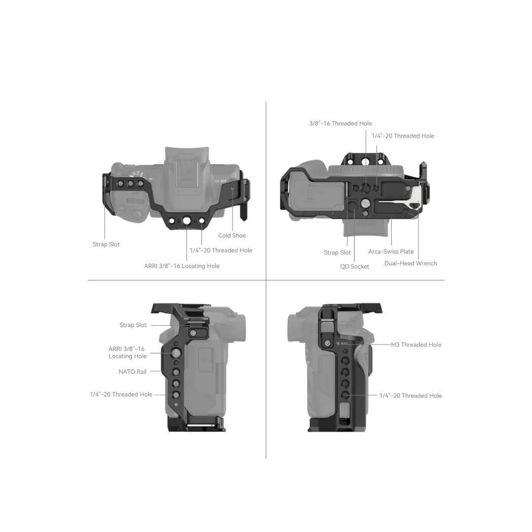 SmallRig 4214 Camera Cage for Canon EOS R50 – NATO Rail, Cold Shoe & Arca Swiss Quick Release - Image 3