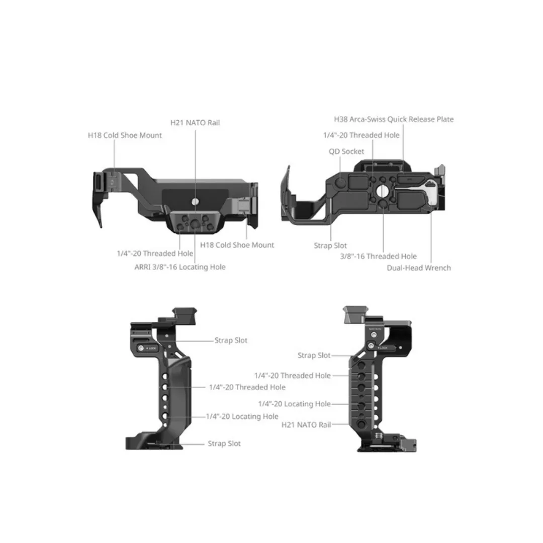 SmallRig 4903 Cage Kit for Panasonic LUMIX S1 II / S1 IIE / S1R II – HawkLock H21 Top Handle Dual Cable Clamp Arca-Swiss - Image 3