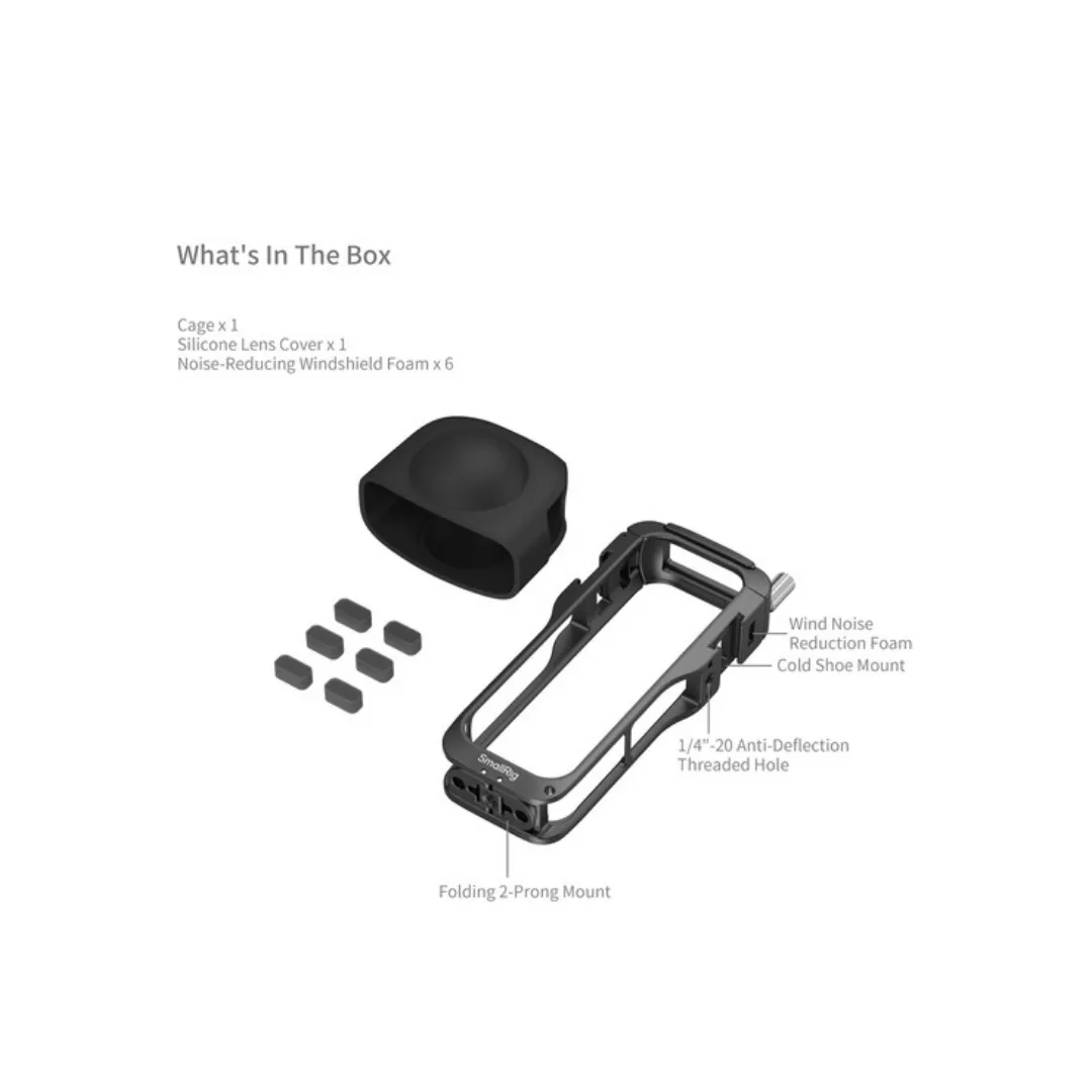 SmallRig 5195 Cage for Insta360 X5 – Dual Cold Shoe, Anti-Twist Mount & Silicone Lens Cover - Image 2