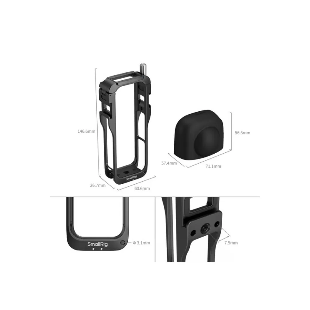 SmallRig 5195 Cage for Insta360 X5 – Dual Cold Shoe, Anti-Twist Mount & Silicone Lens Cover - Image 4