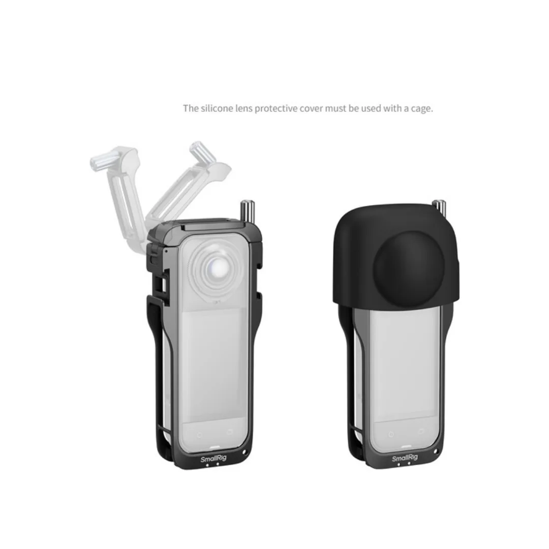 SmallRig 5195 Cage for Insta360 X5 – Dual Cold Shoe, Anti-Twist Mount & Silicone Lens Cover - Image 3