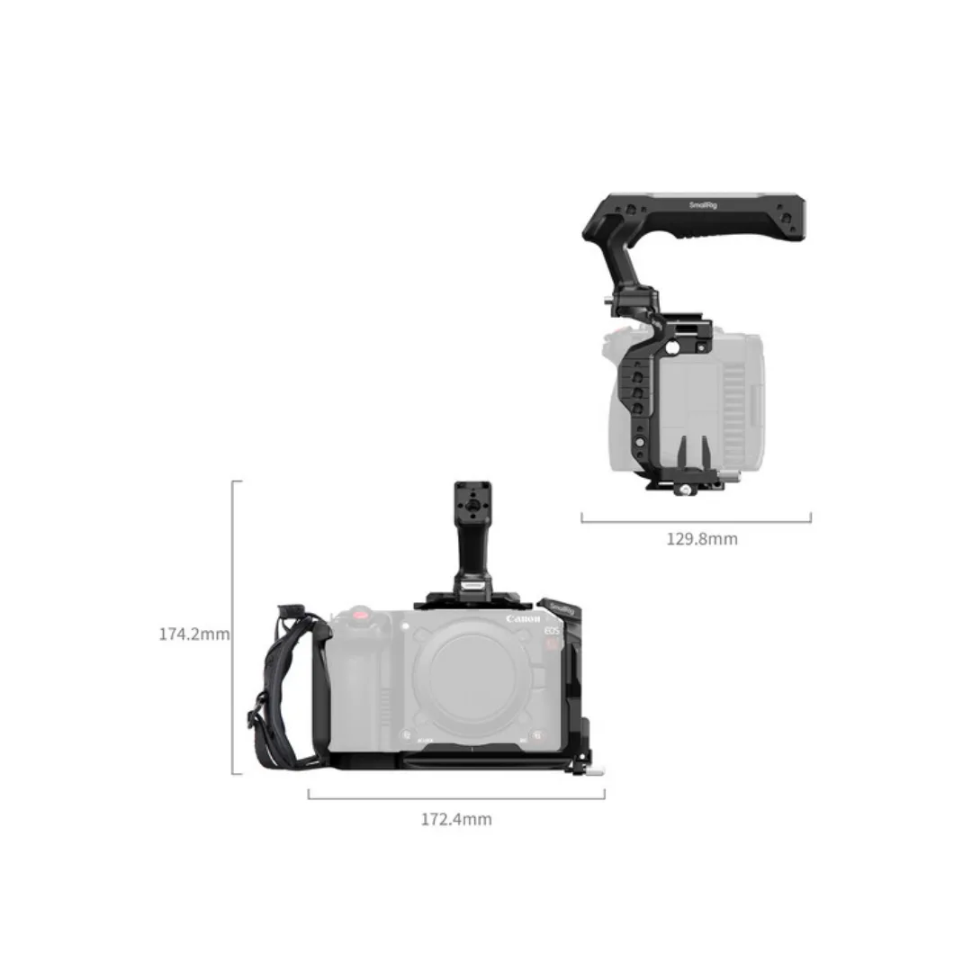 SmallRig 5809 Cage Kit for Canon EOS C50 – Top Handle 3x NATO Rail Arca-Swiss HDMI Clamp Wrist Strap - Image 2