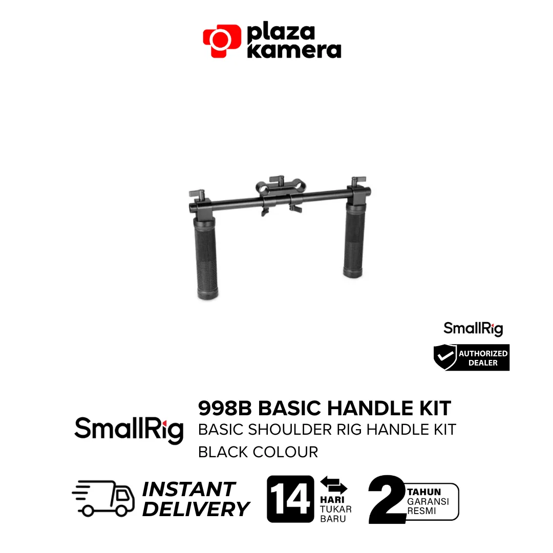 SmallRig 998B basic shoulder rig handle kit rod 30cm dua pegangan karet hitam