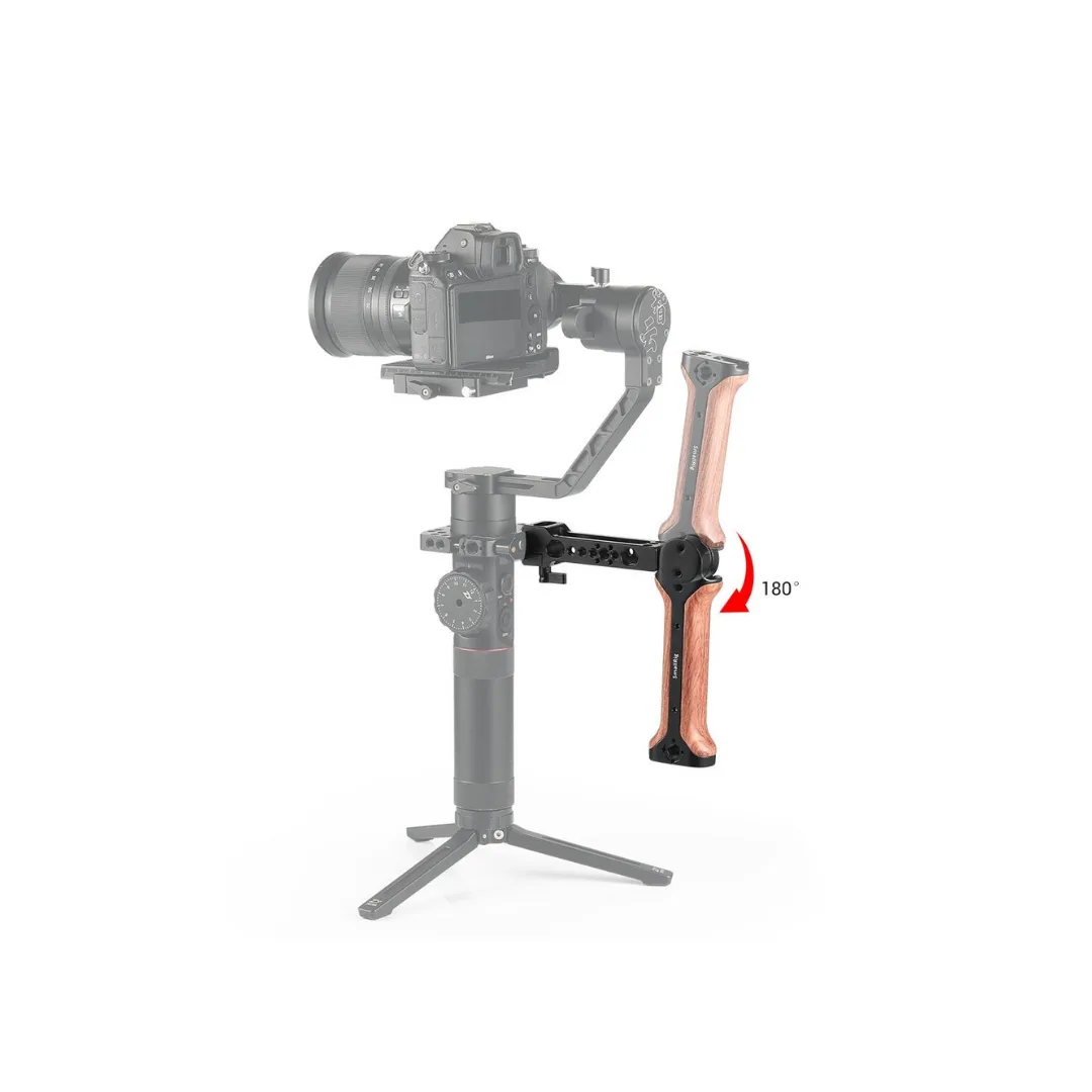 SmallRig BSS2340 Handgrip for DJI Ronin S / Zhiyun Crane 2 / Moza Air 2 – Wood Grip, Rosette 180° & NATO Rail - Image 2