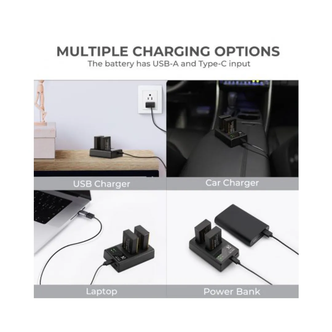 K&F Concept Battery Charger Baterai Kamera Canon LP-E17 EOS R EOS M 2 Pack 1250 mAh - Image 5