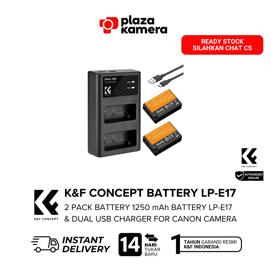 K&F Concept LP-E17 1250mAh 2-pack battery dan dual charger