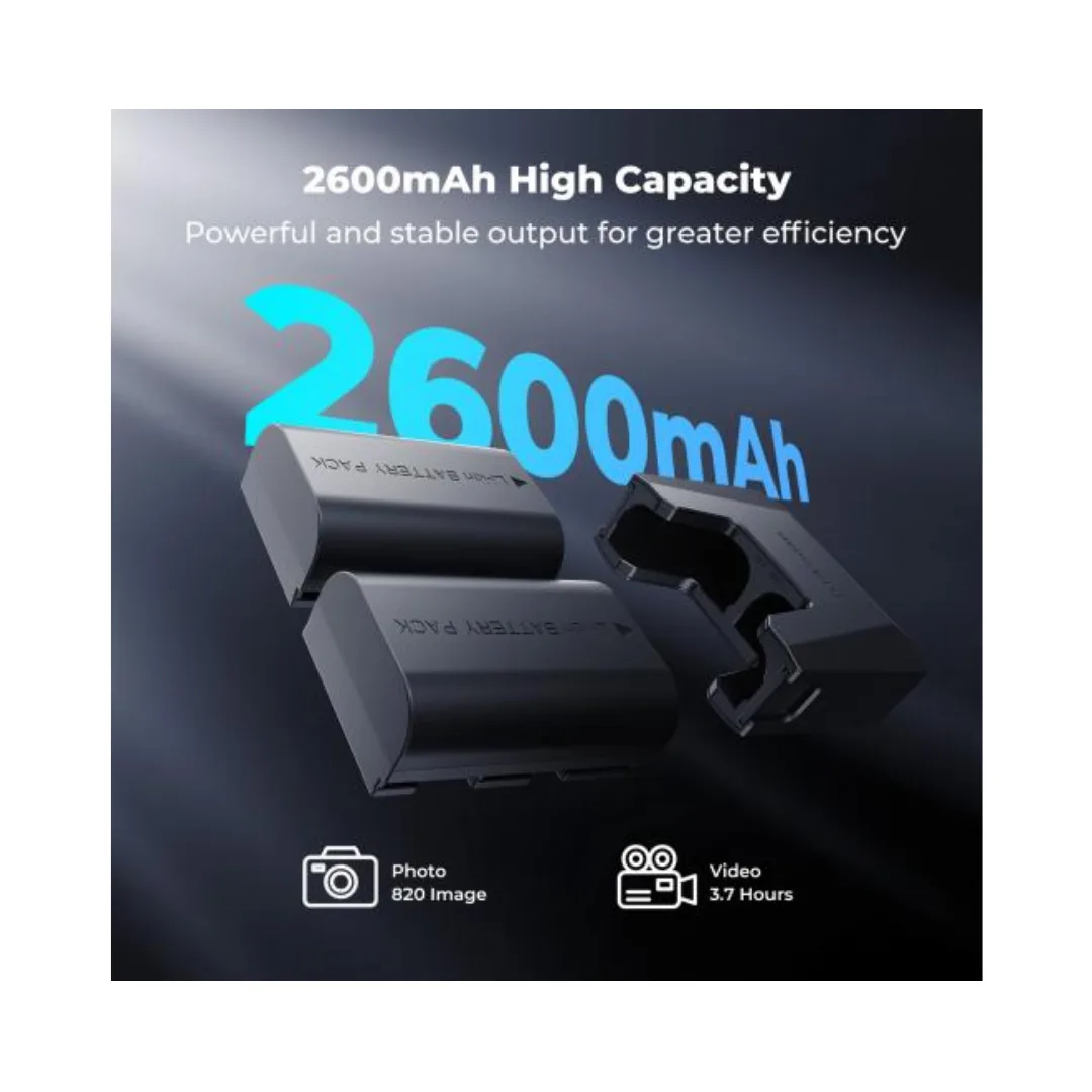 K&F Concept Charger Battery Baterai Kamera Canon LP-E6NH 2 Pack 2600 mAh - Image 2