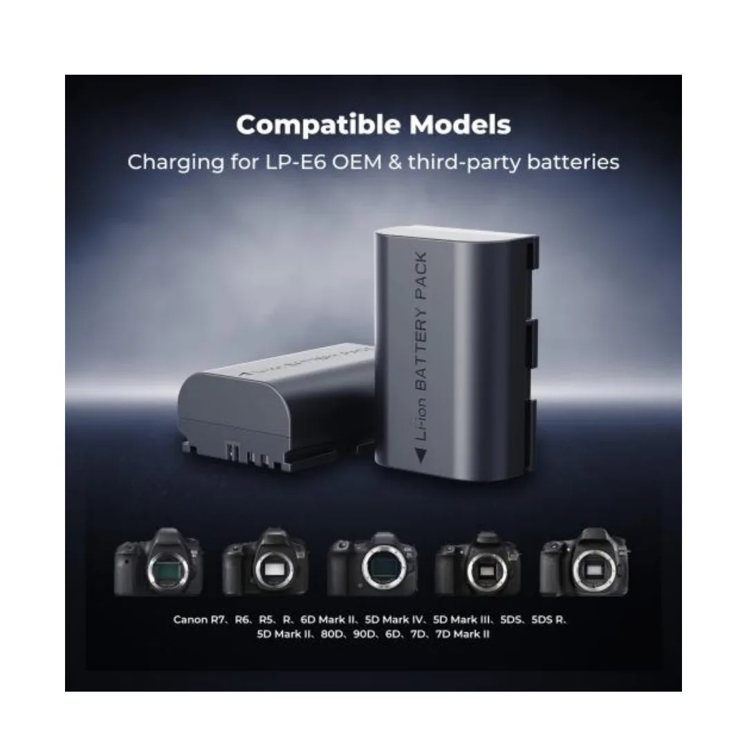 K&F Concept Charger Battery Baterai Kamera Canon LP-E6NH 2 Pack 2600 mAh - Image 5