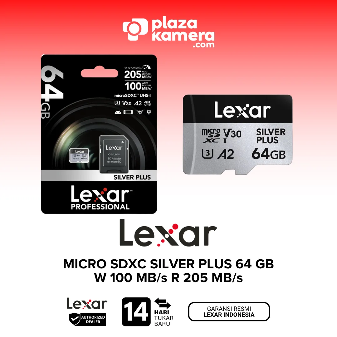 Lexar SILVER PLUS 64GB Micro SDXC UHS-I Card 205MB/s